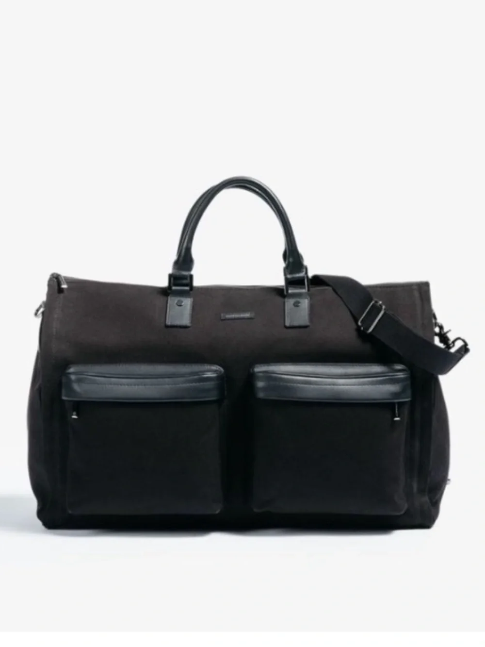 NWOT Hooks & Albert Canvas Leather Garment Bag Black